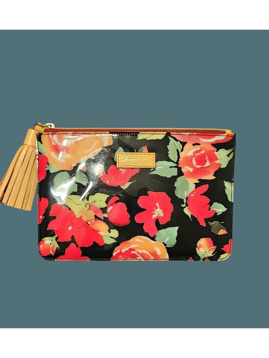 Dooney & Bourke Handbags - Dooney & Bourke Tassel Cosemetic Pouch -Black Foral